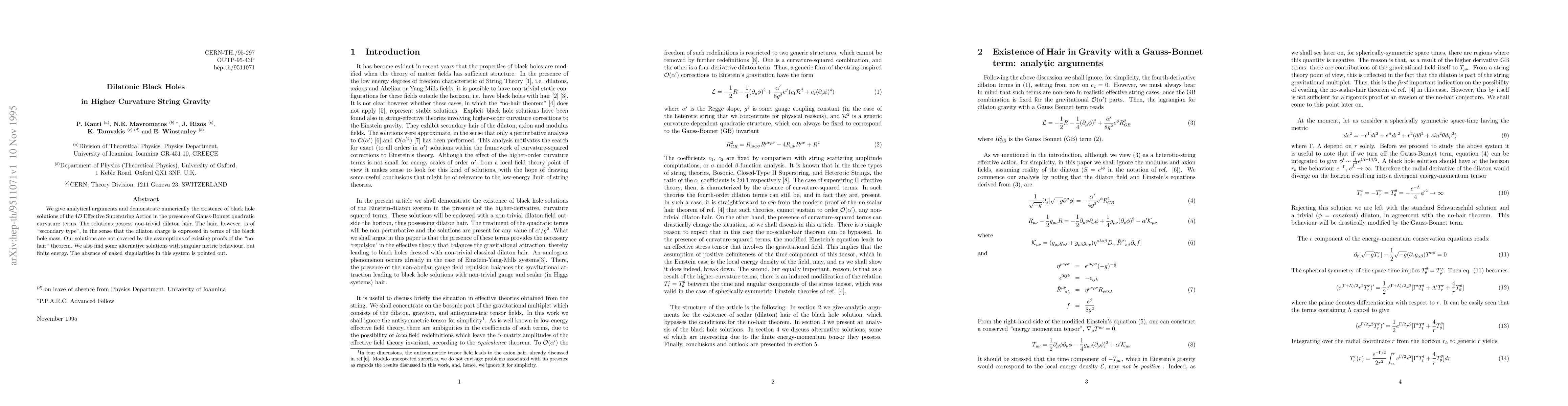 Thumbnail for Dilatonic Black Holes in Higher Curvature String Gravity