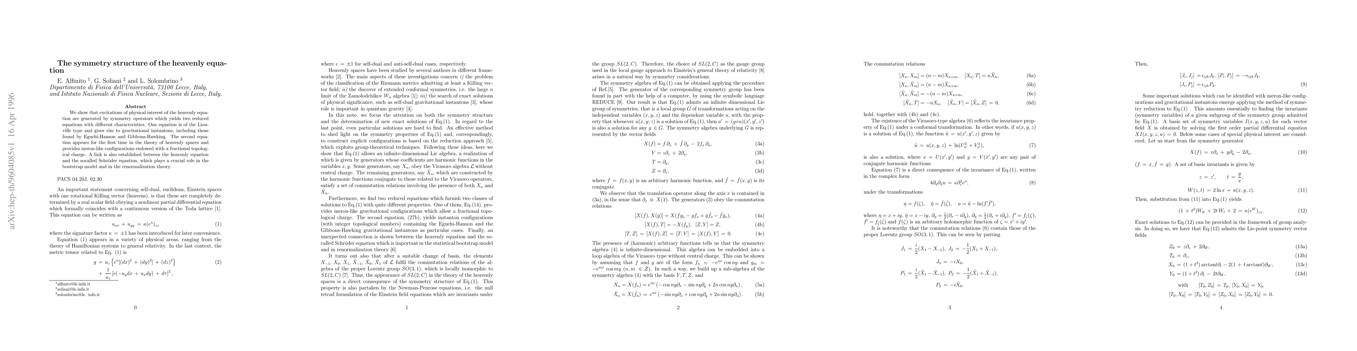 Thumbnail for The symmetry structure of the heavenly equation