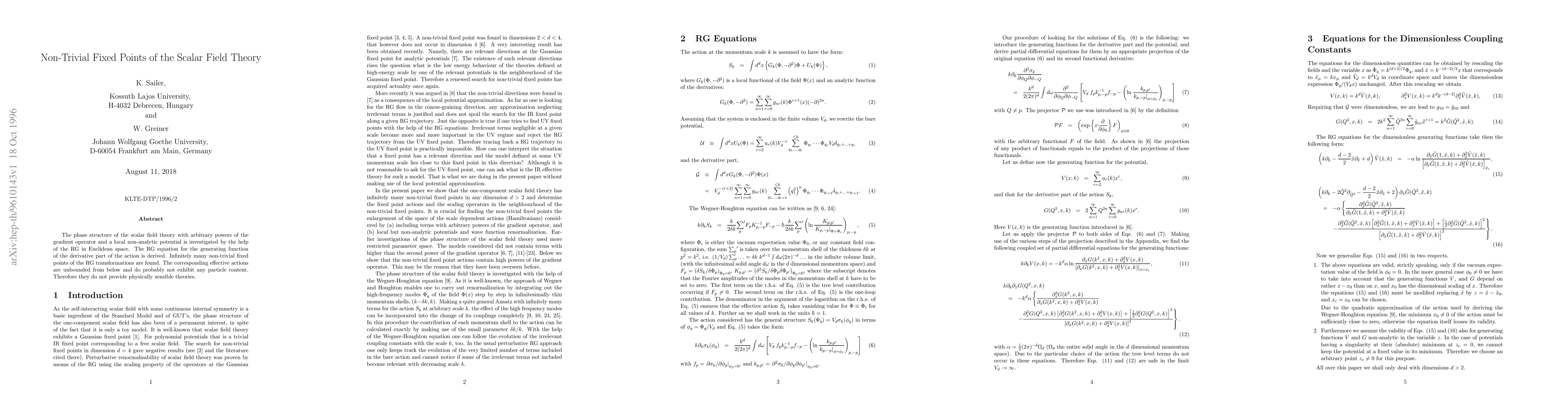 Thumbnail for Non-Trivial Fixed Points of the Scalar Field Theory