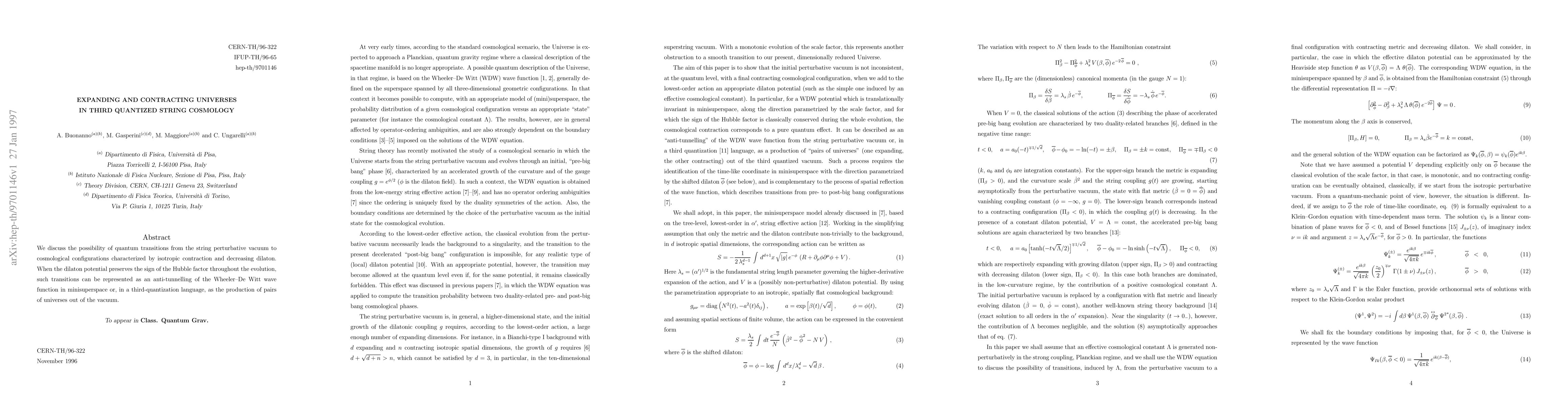 Thumbnail for Expanding and contracting universes in third quantized string cosmology