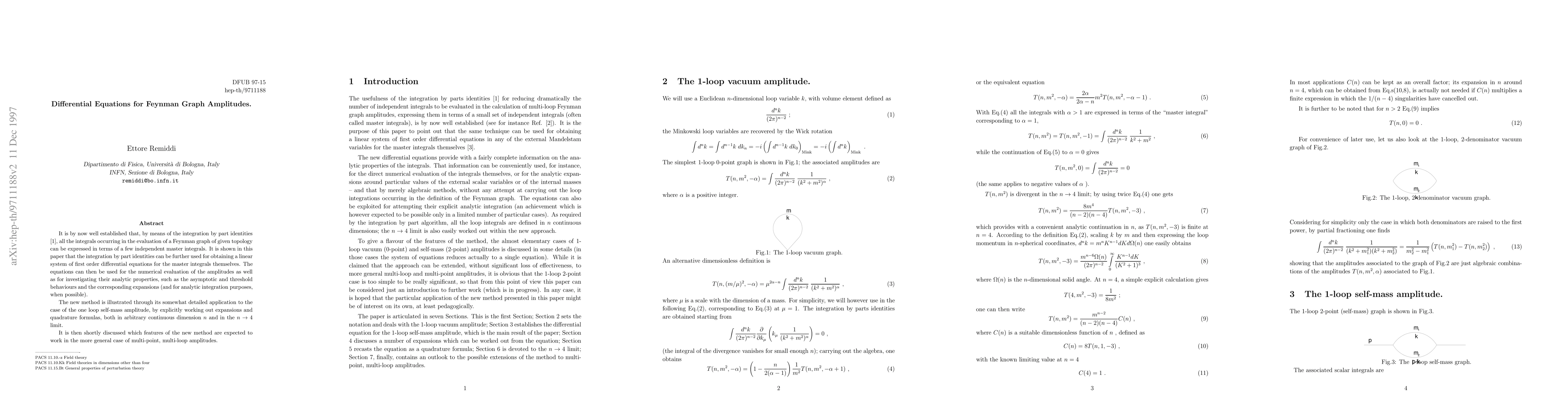 Thumbnail for Differential Equations for Feynman Graph Amplitudes