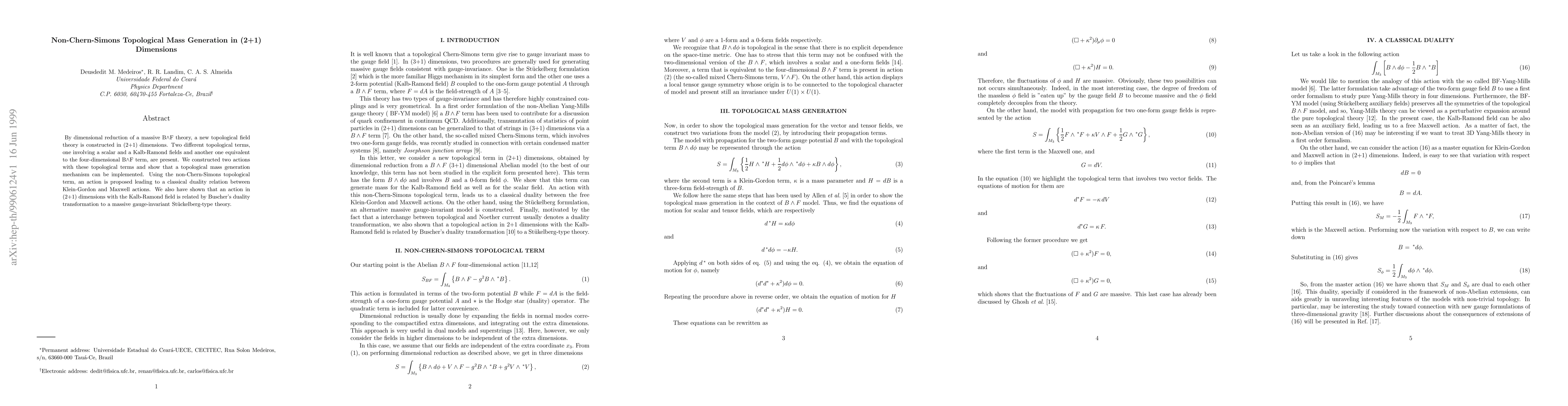 Thumbnail for Non-Chern-Simons Topological Mass Generation in (2+1) Dimensions