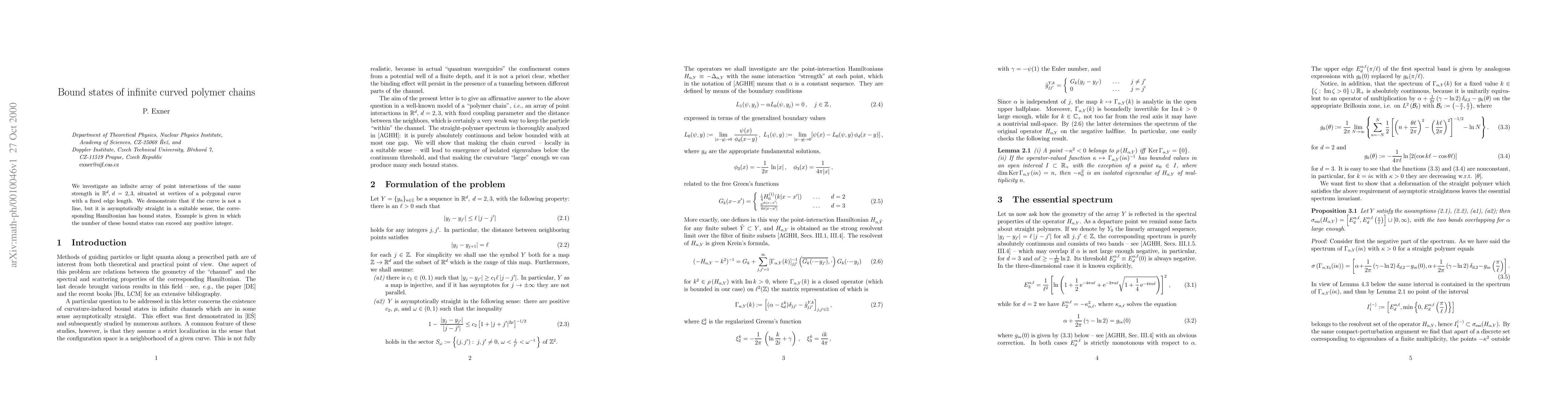 Thumbnail for Bound states of infinite curved polymer chains