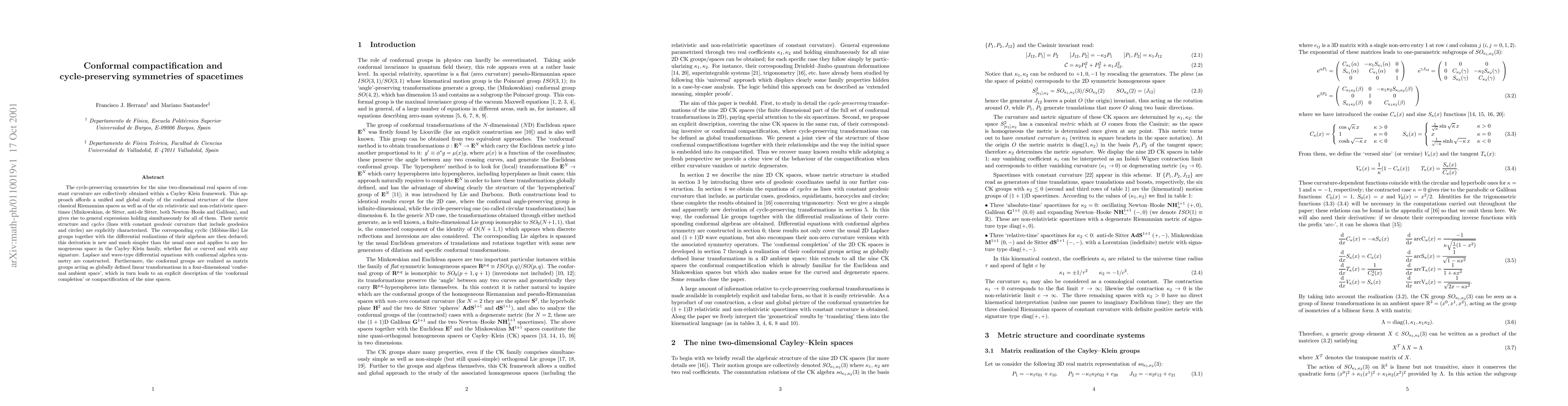 Thumbnail for Conformal compactification and cycle-preserving symmetries of spacetimes