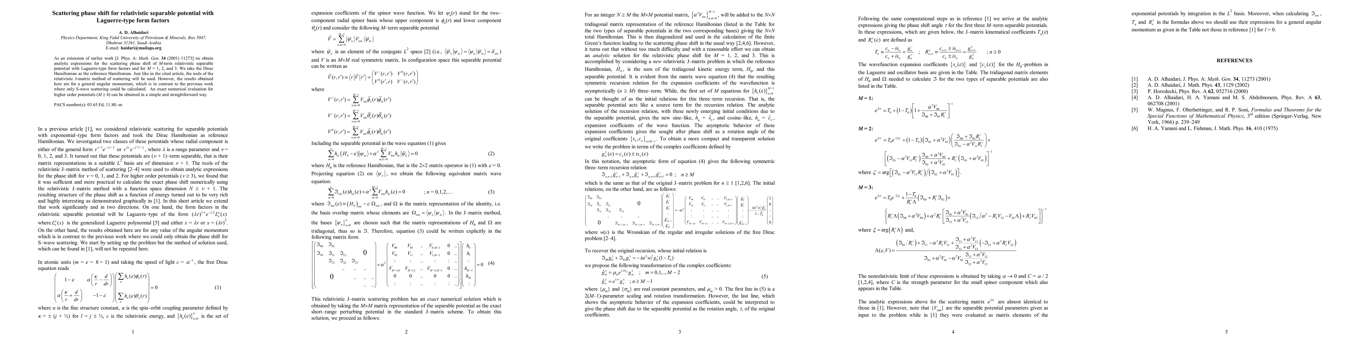 Thumbnail for Scattering phase shift for relativistic separable potential with
  Laguerre-type form factors