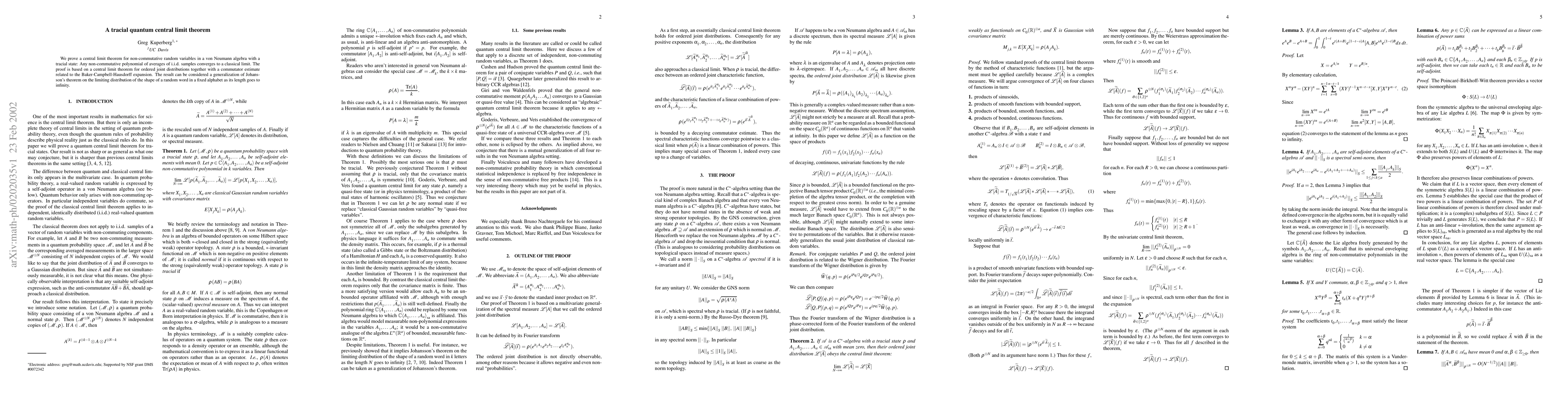 Thumbnail for A tracial quantum central limit theorem