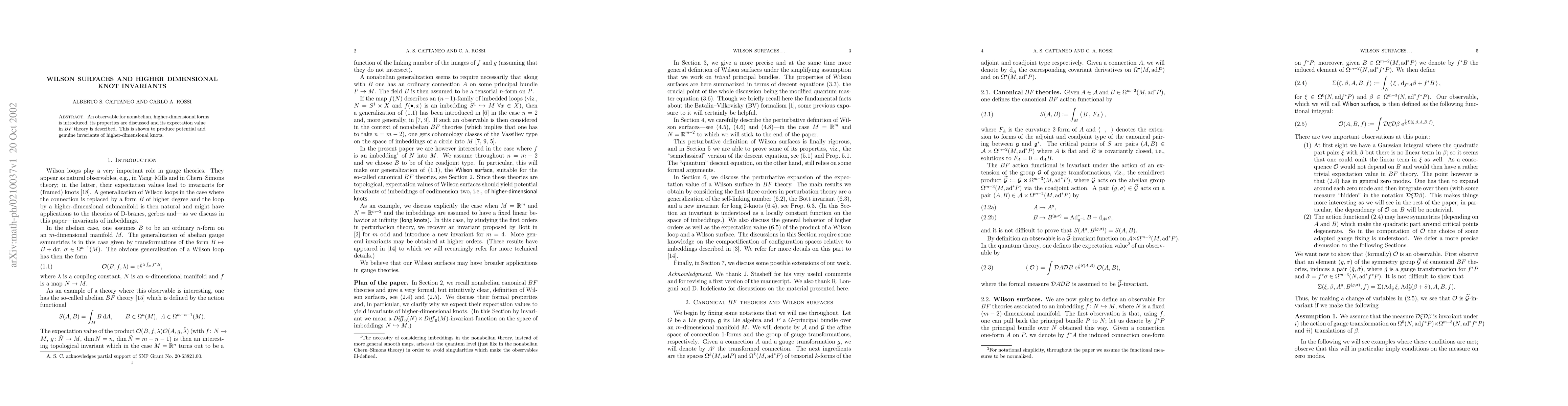 Thumbnail for Wilson surfaces and higher dimensional knot invariants