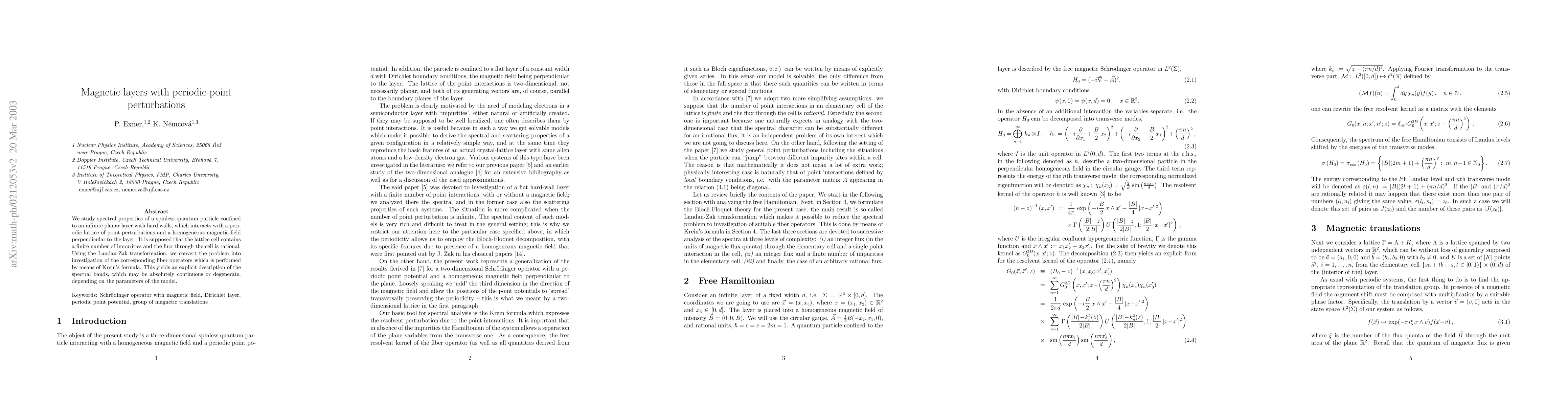 Thumbnail for Magnetic layers with periodic point perturbations