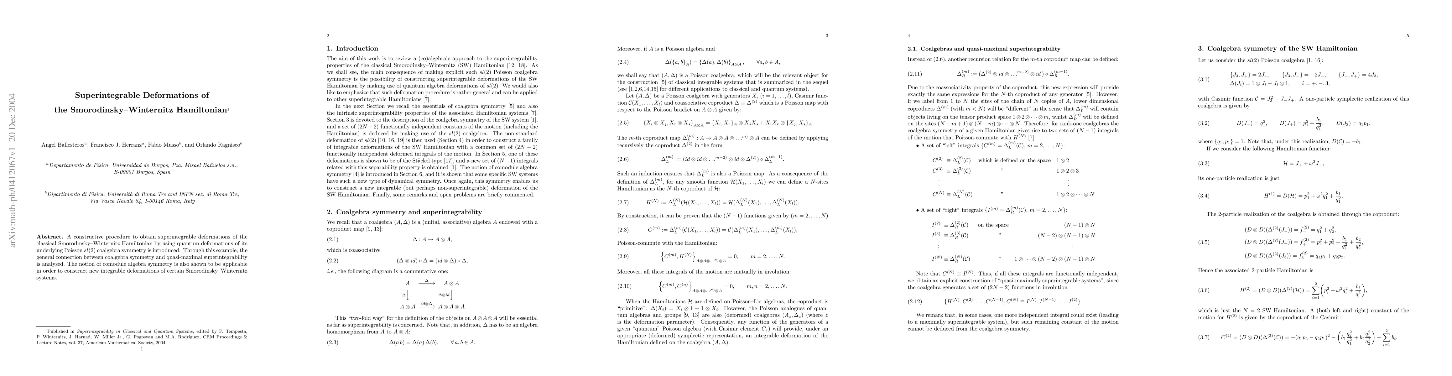 Thumbnail for Superintegrable Deformations of the Smorodinsky-Winternitz Hamiltonian