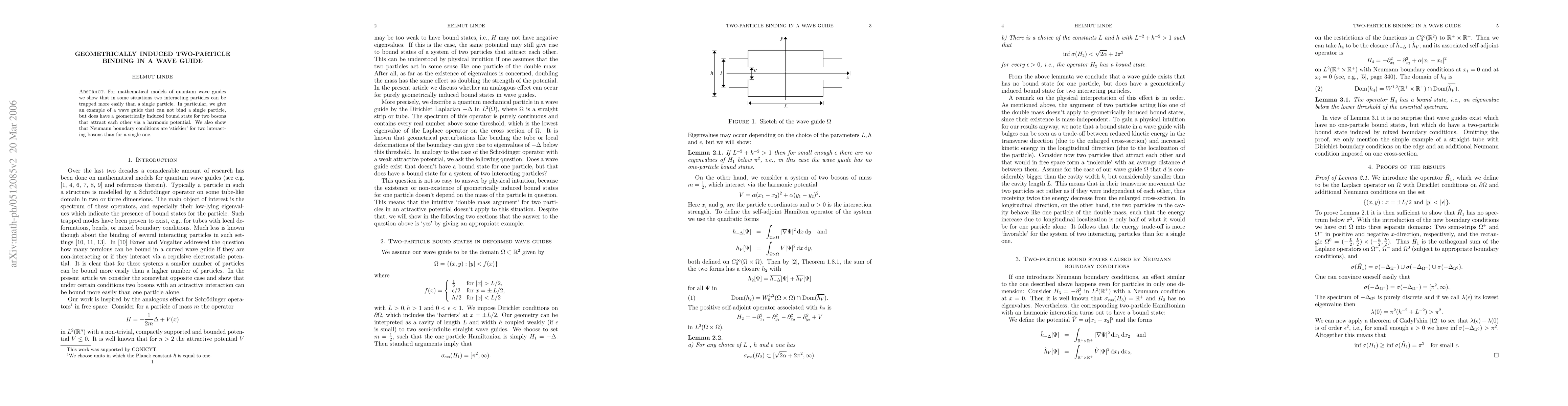 Thumbnail for Geometrically induced two-particle binding in a wave guide