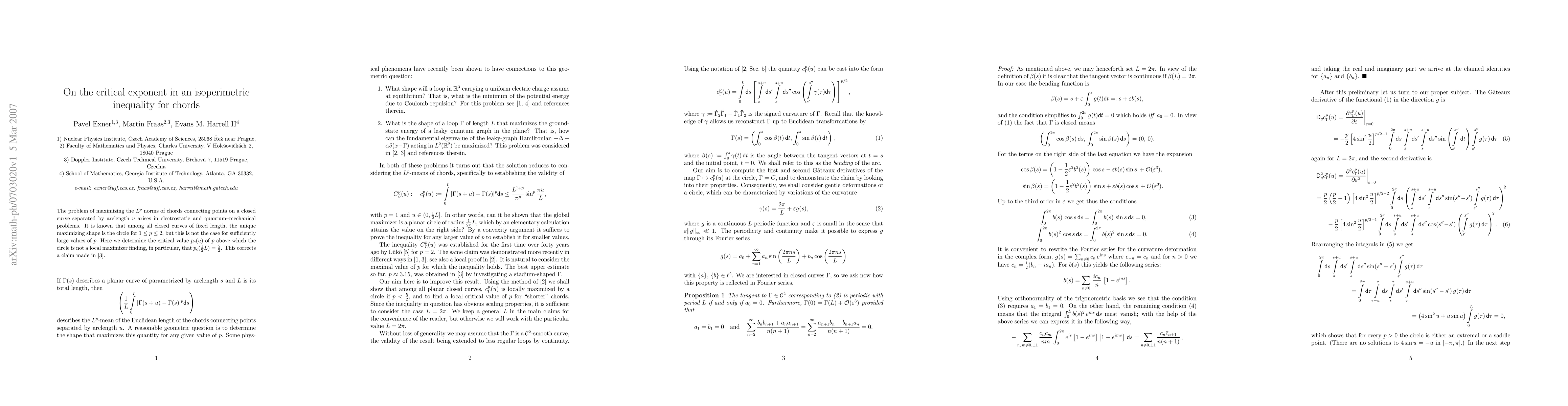 Thumbnail for On the critical exponent in an isoperimetric inequality for chords