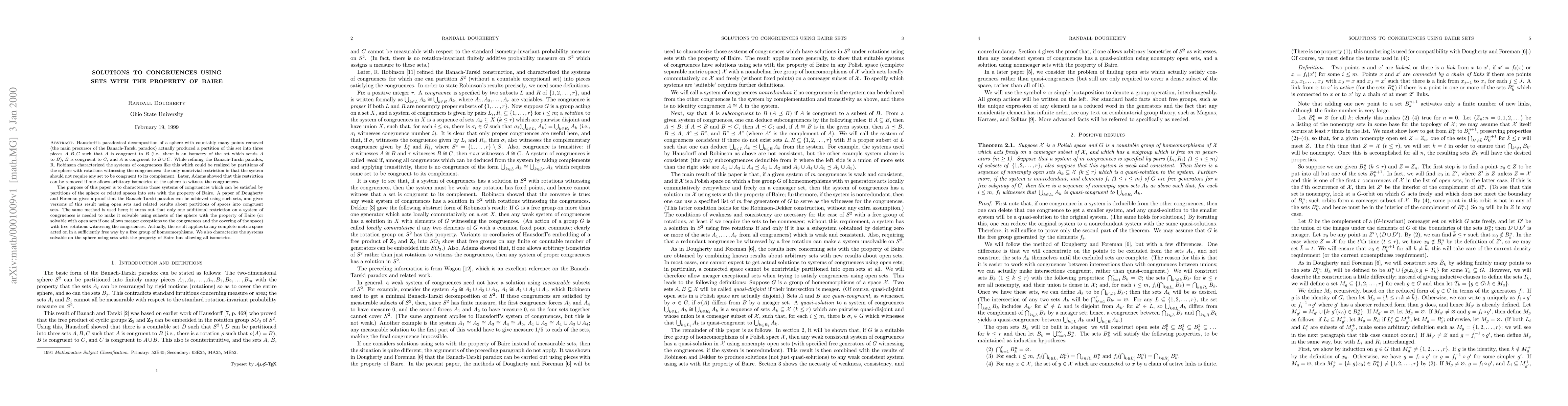 Thumbnail for Solutions to congruences using sets with the property of Baire