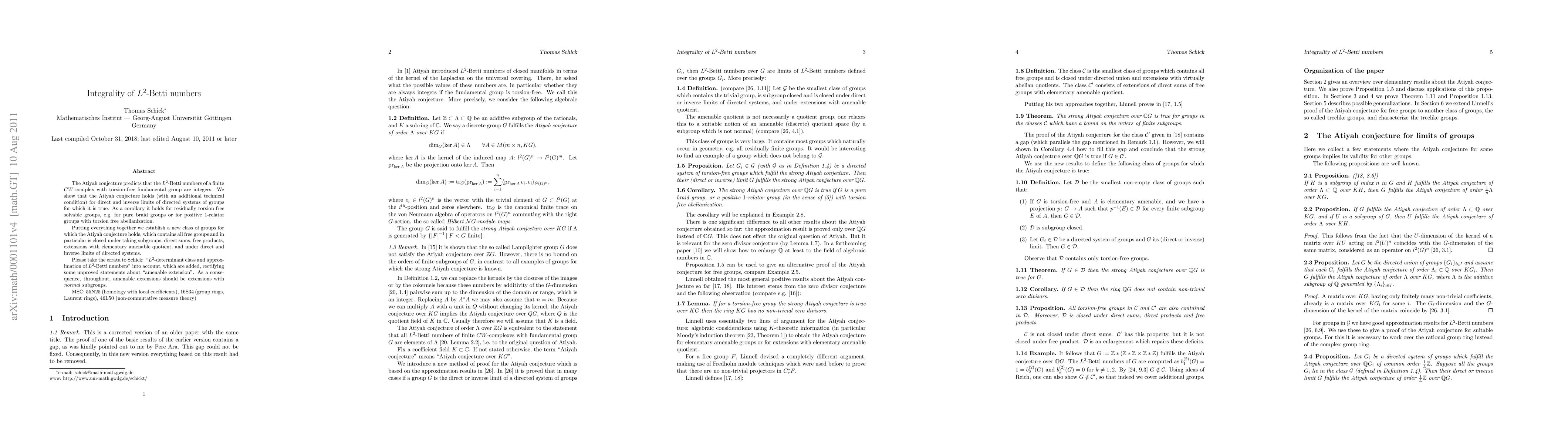 Thumbnail for Integrality of L2-Betti numbers