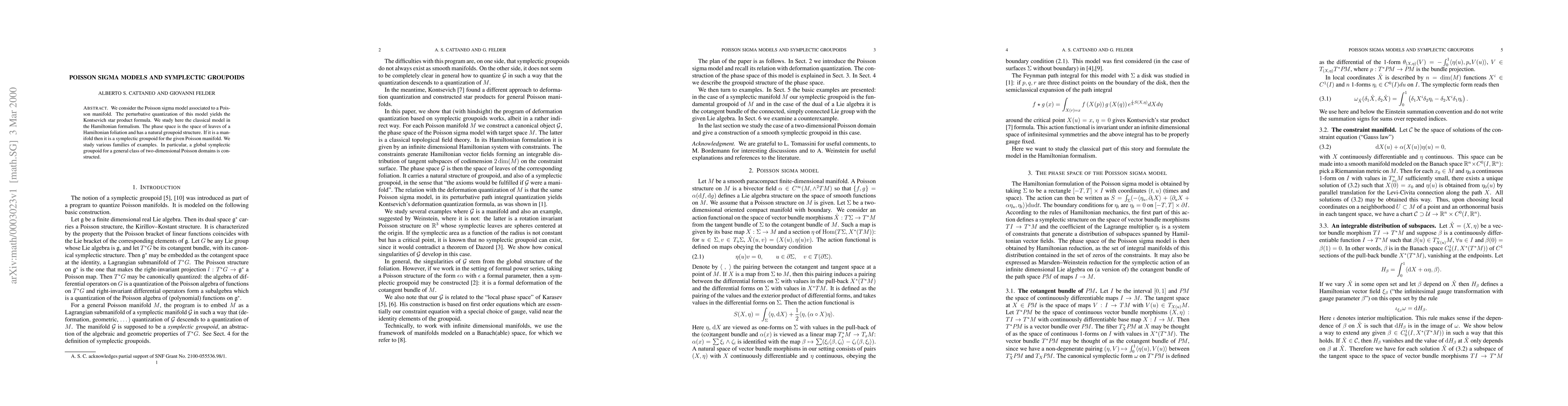 Thumbnail for Poisson sigma models and symplectic groupoids