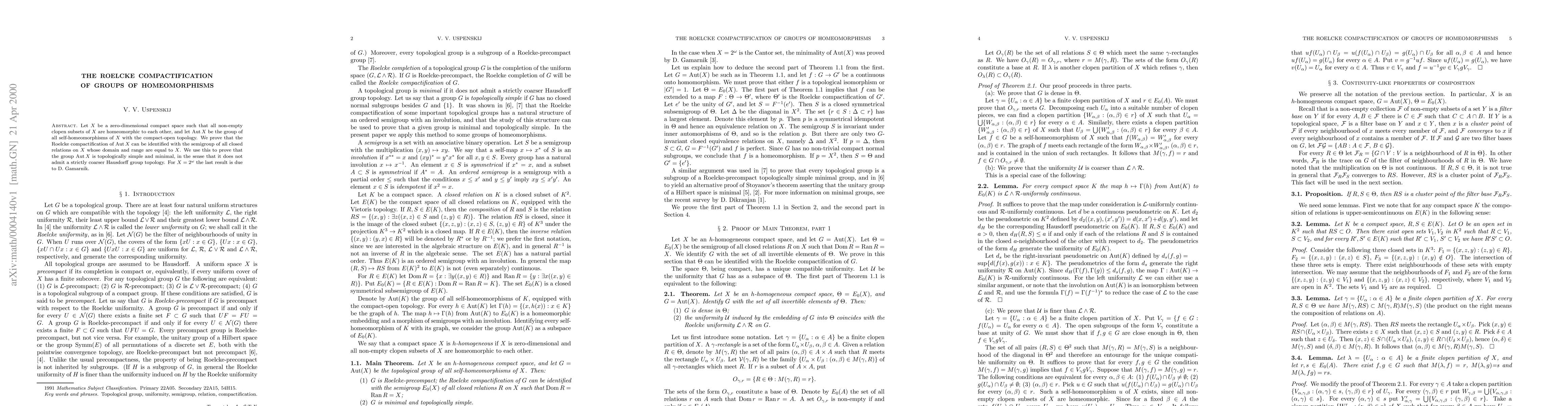 Thumbnail for The Roelcke compactification of groups of homeomorphisms