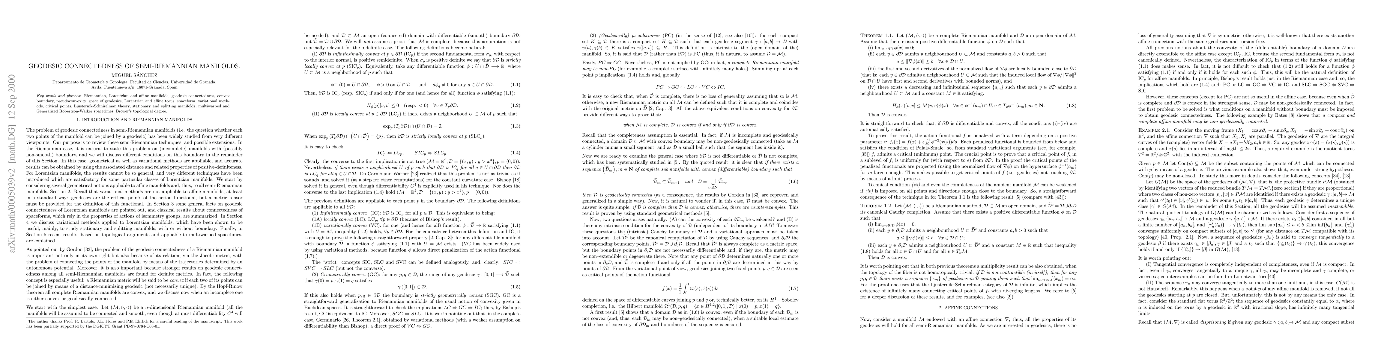 Thumbnail for Geodesic connectedness of semi-Riemannian manifolds