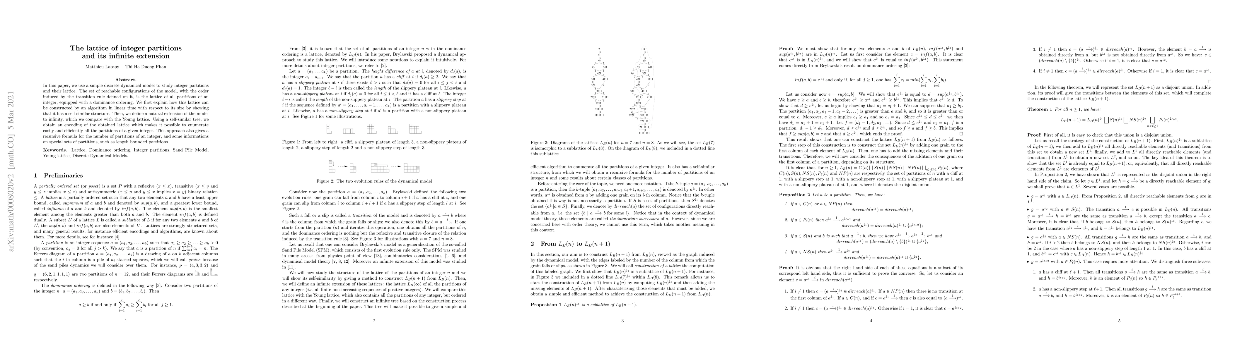 Thumbnail for The Lattice of integer partitions and its infinite extension