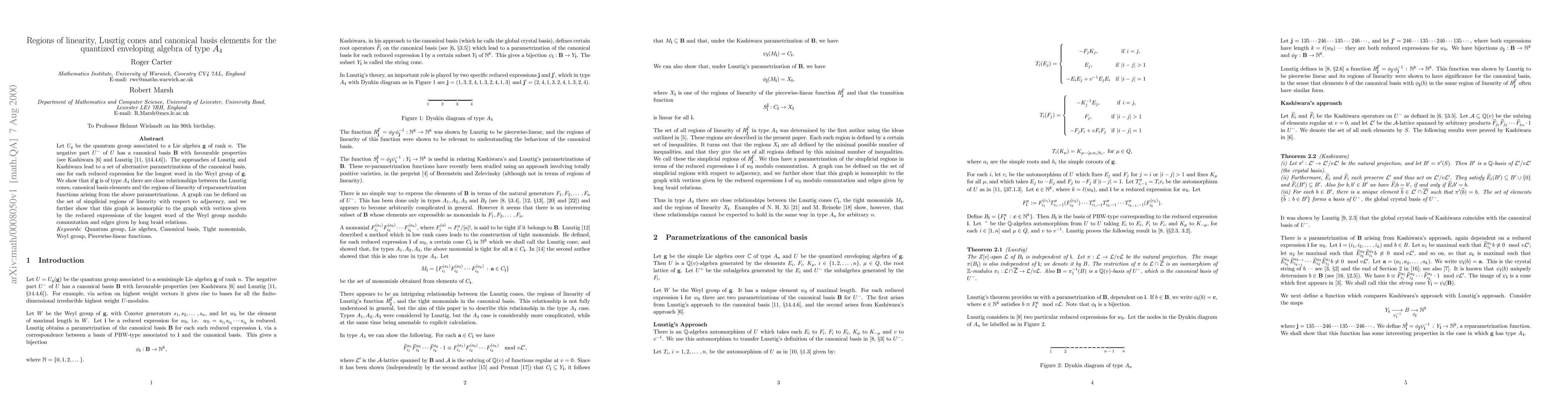 Thumbnail for Regions of linearity, Lusztig cones and canonical basis elements for the
  quantized enveloping algebra of type A_4