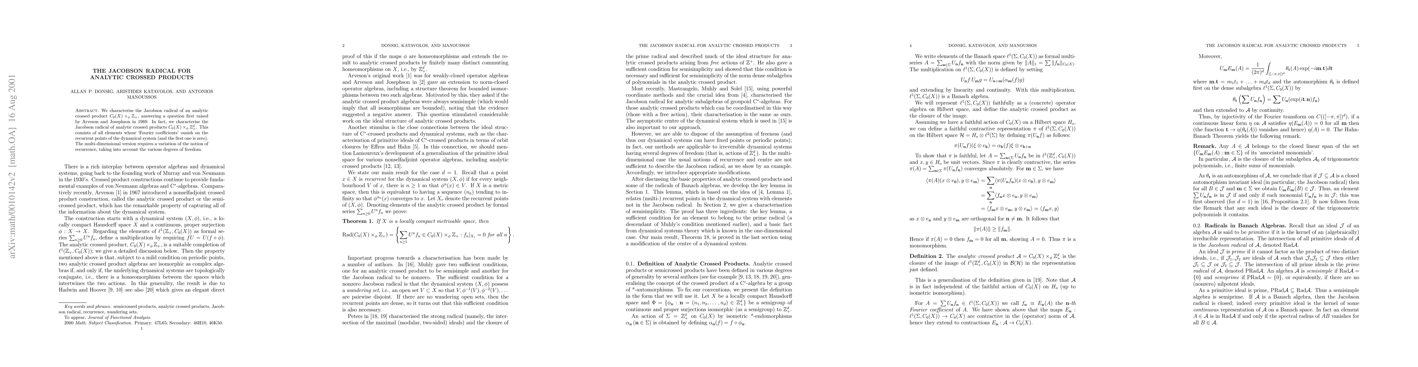 Thumbnail for The Jacobson radical for analytic crossed products