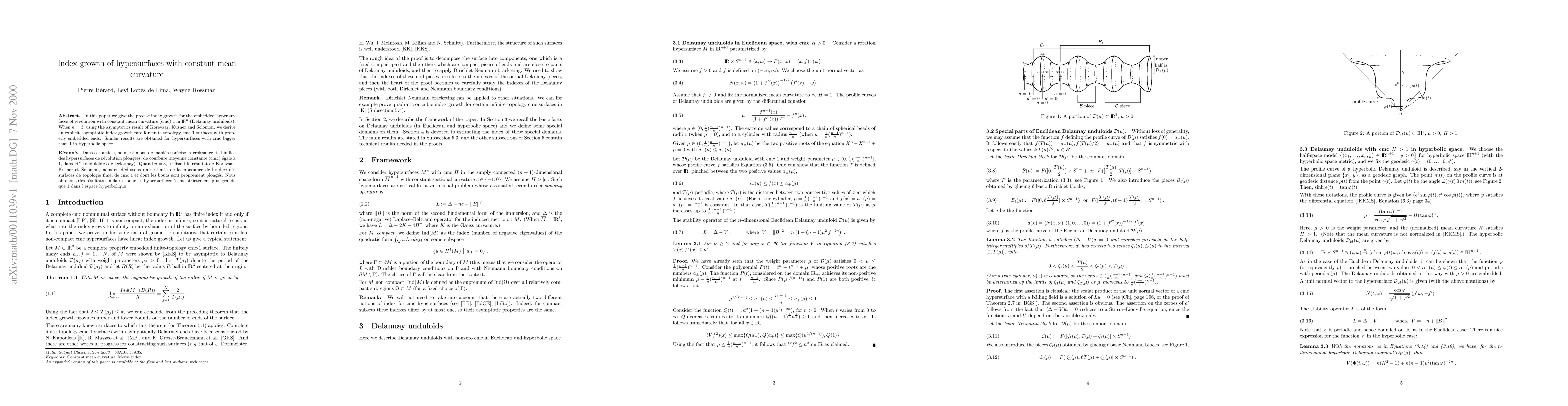 Thumbnail for Index Growth of hypersurfaces with constant mean curvature
