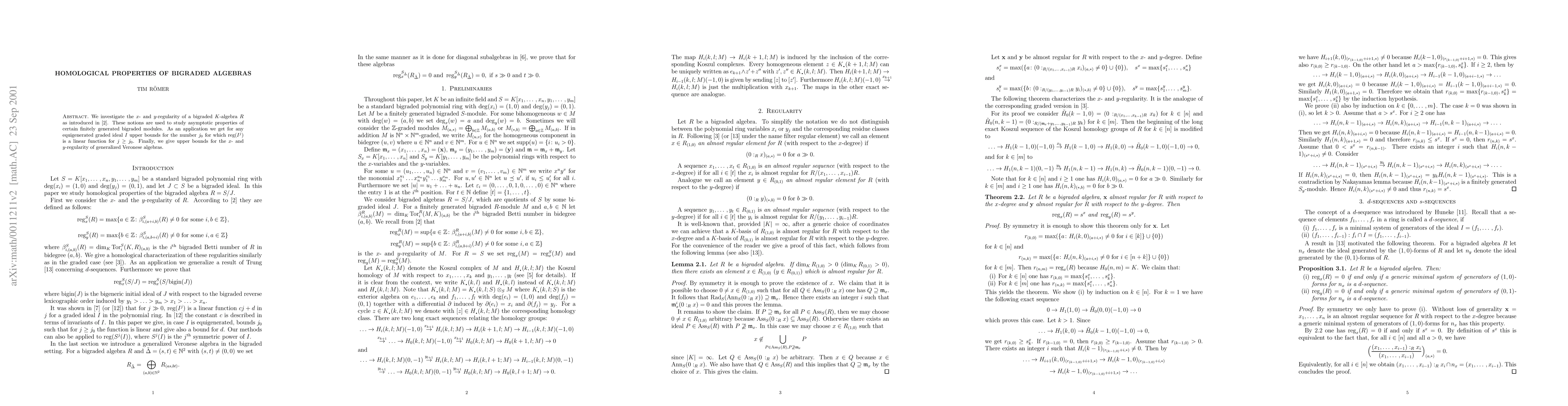 Thumbnail for Homological properties of bigraded algebras