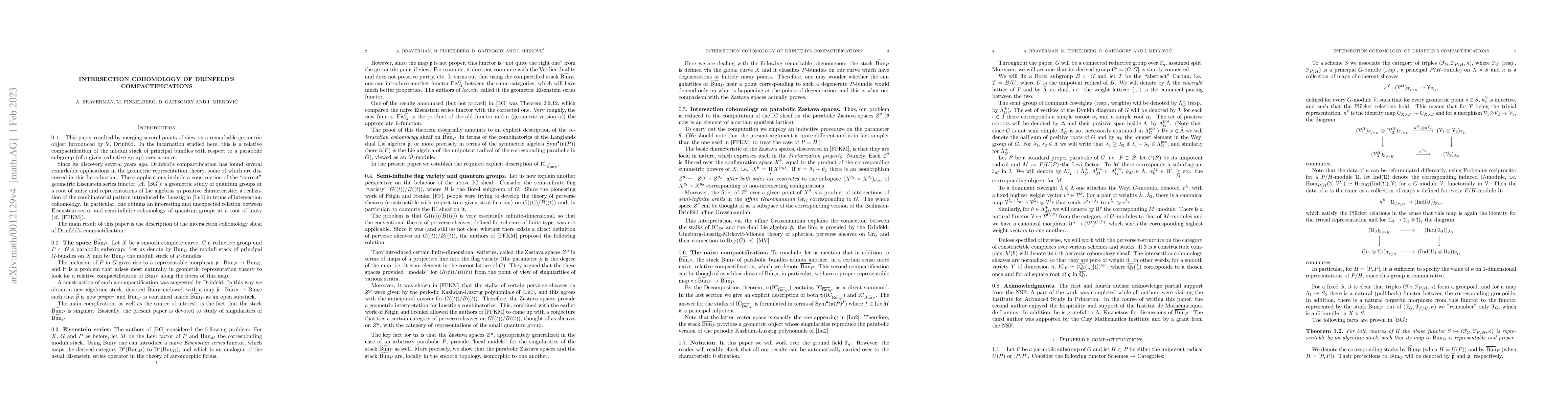 Thumbnail for Intersection cohomology of Drinfeld's compactifications