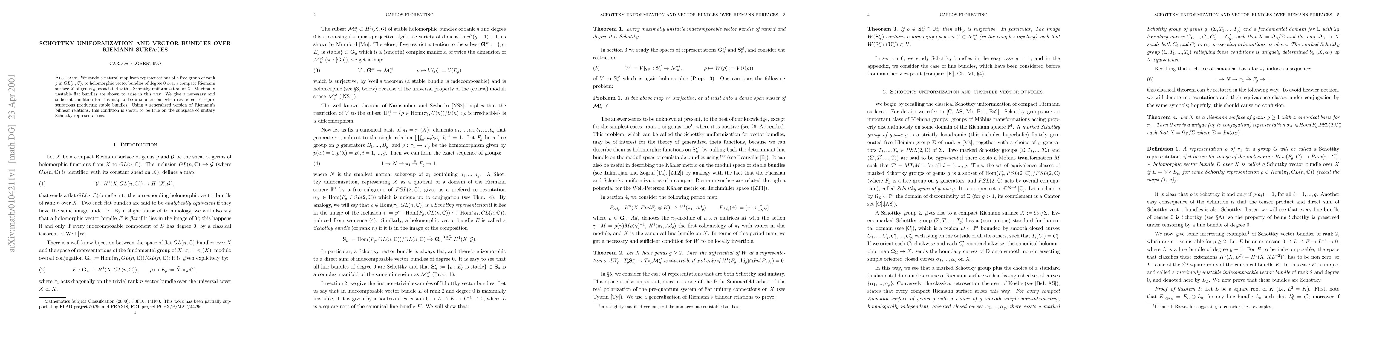 Thumbnail for Schottky uniformization and vector bundles over Riemann surfaces