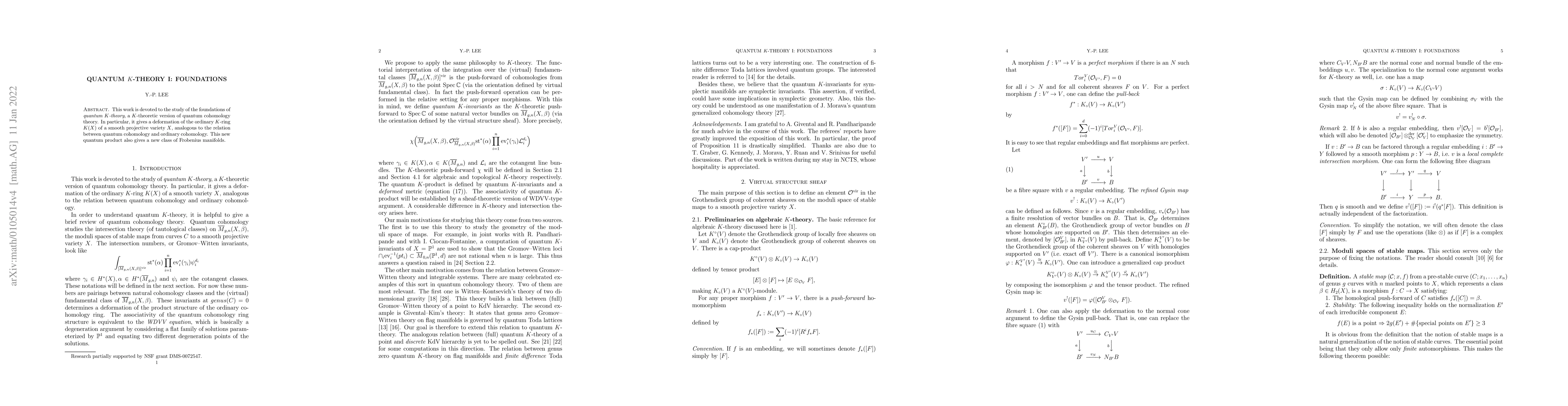 Thumbnail for Quantum K-Theory I: Foundations