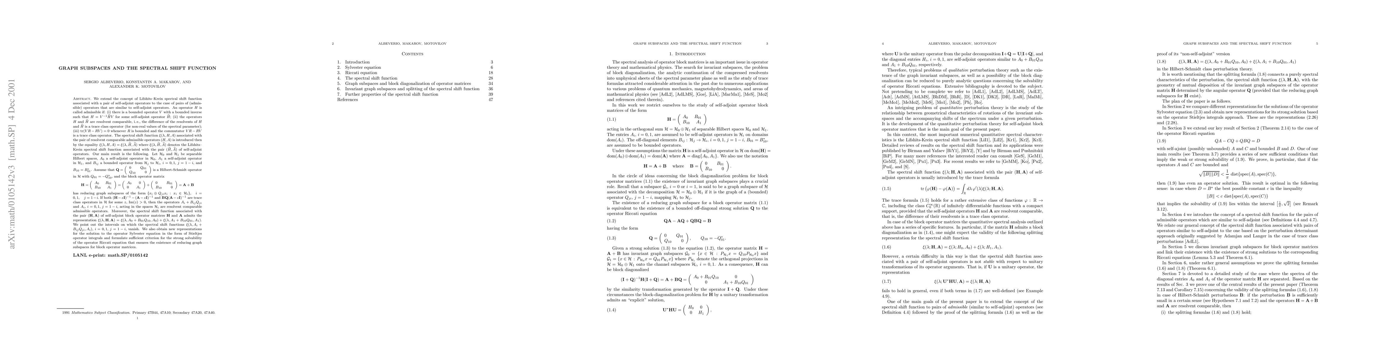 Thumbnail for Graph Subspaces and the Spectral Shift Function