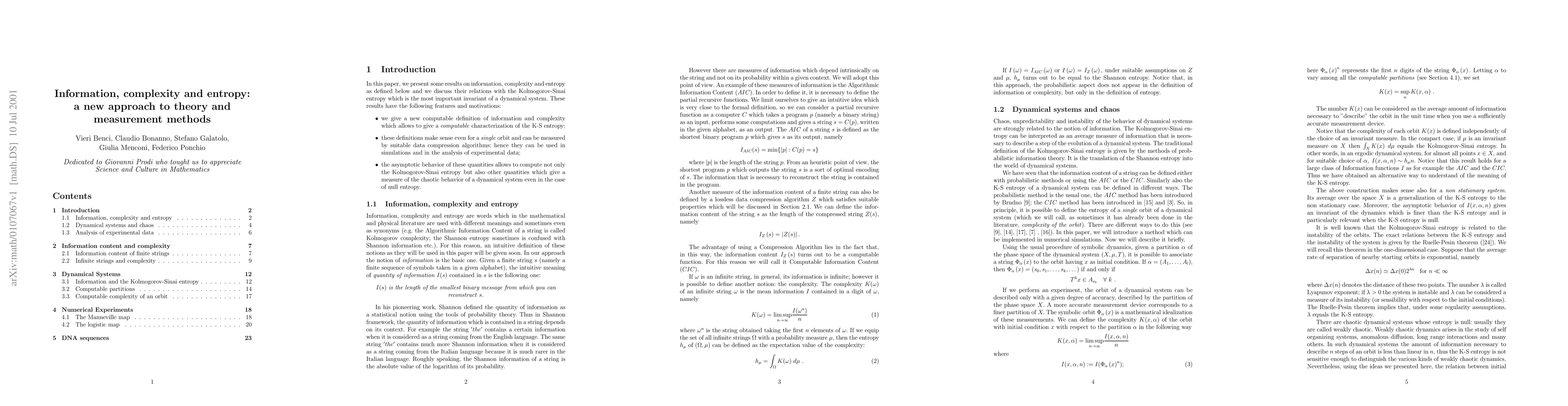 Thumbnail for Information, complexity and entropy: a new approach to theory and
  measurement methods