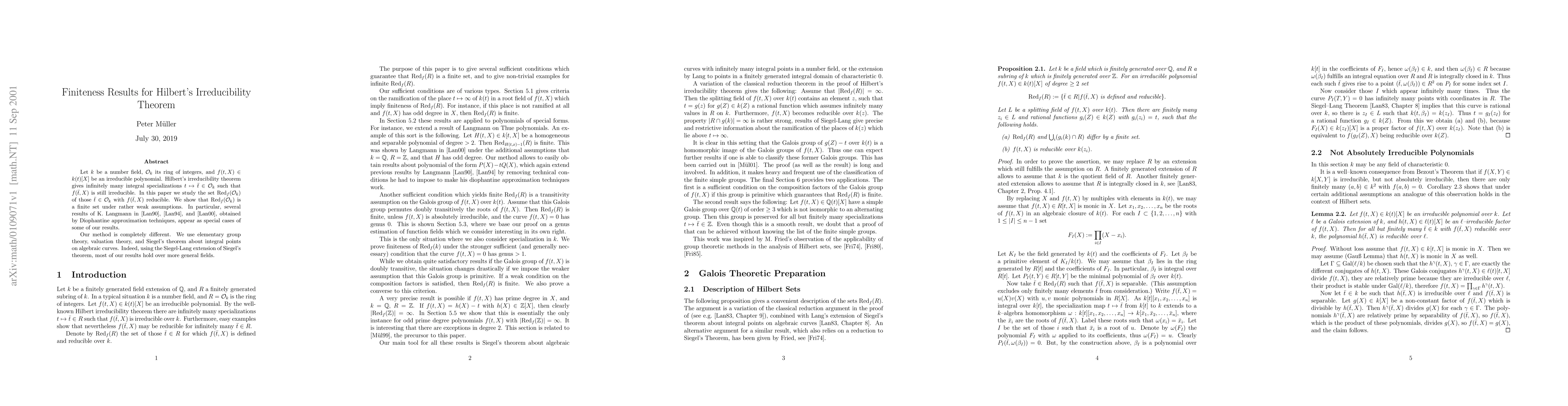 Thumbnail for Finiteness Results for Hilbert's Irreducibility Theorem