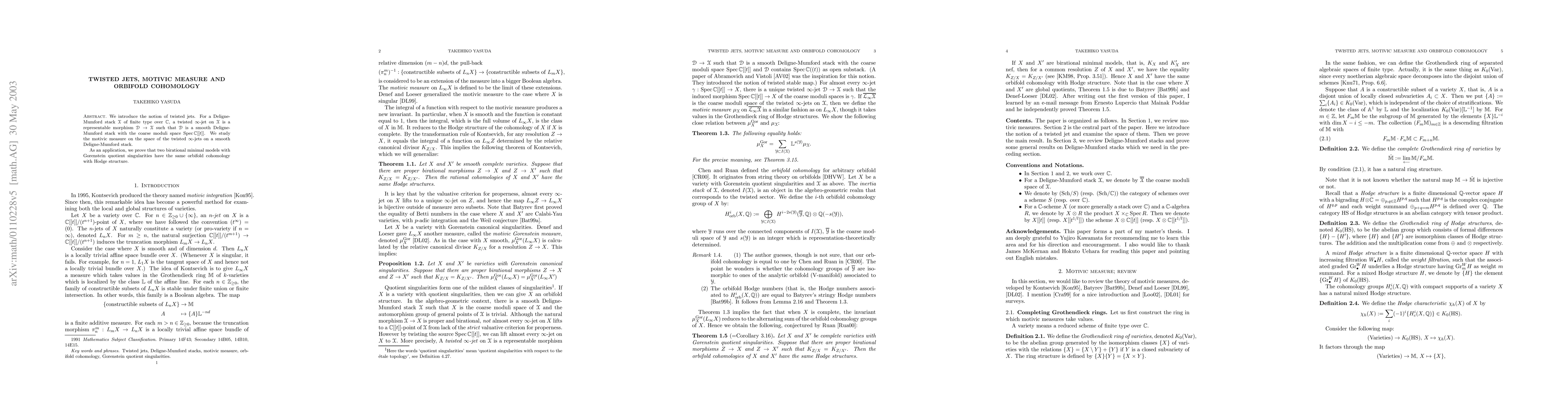Thumbnail for Twisted jets, motivic measure and orbifold cohomology