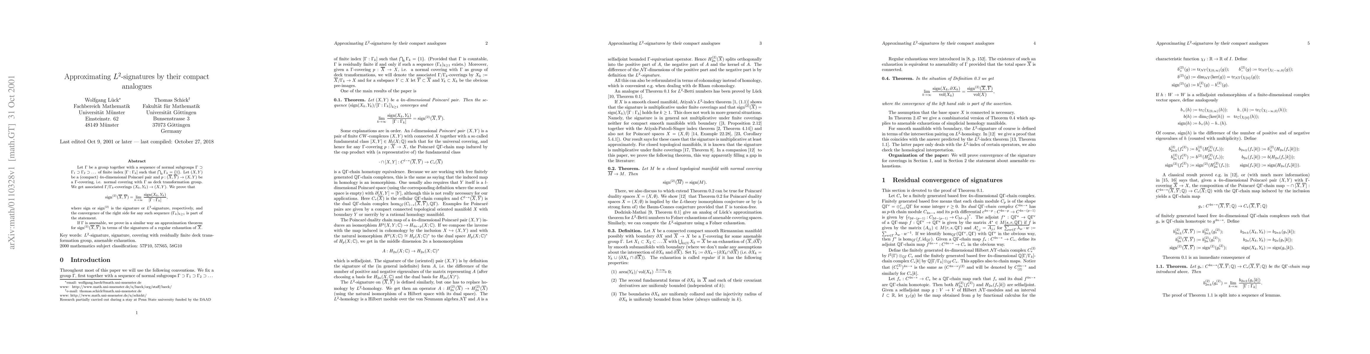 Thumbnail for Approximating L^2-signatures by their compact analogues