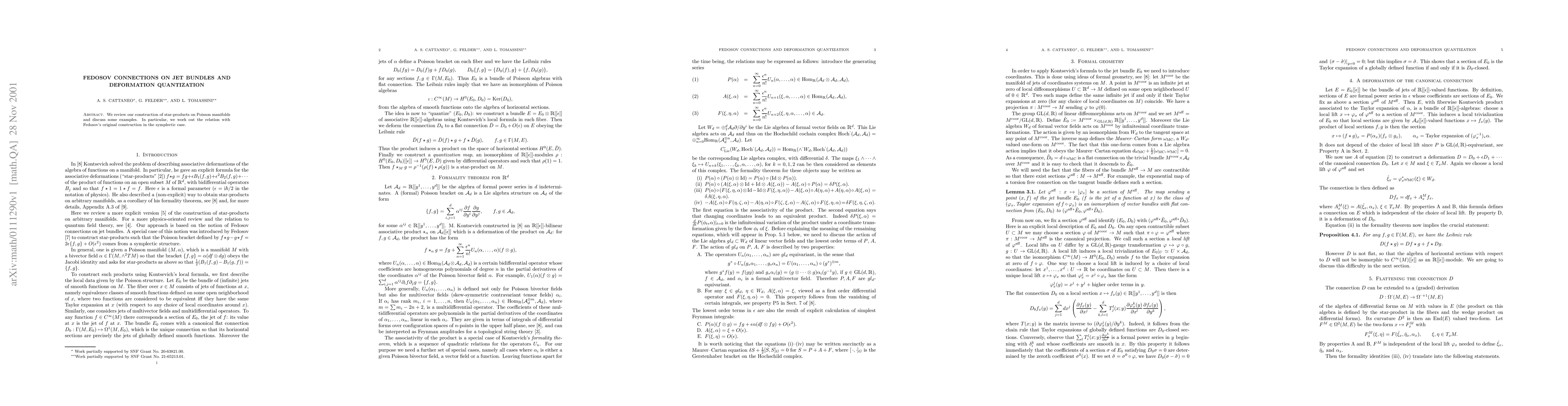 Thumbnail for Fedosov connections on jet bundles and deformation quantization