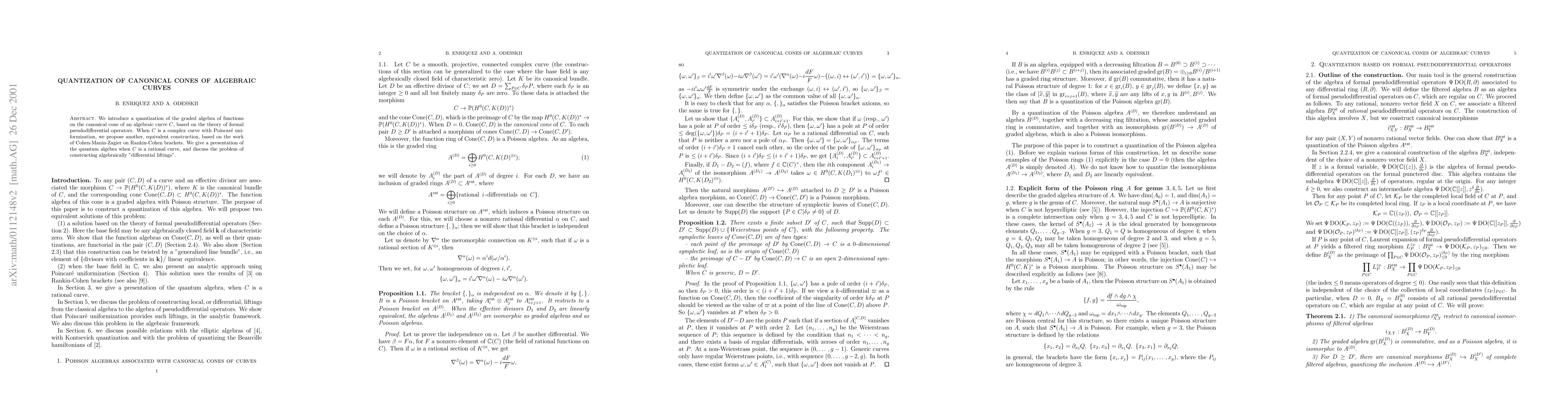 Thumbnail for Quantization of canonical cones of algebraic curves