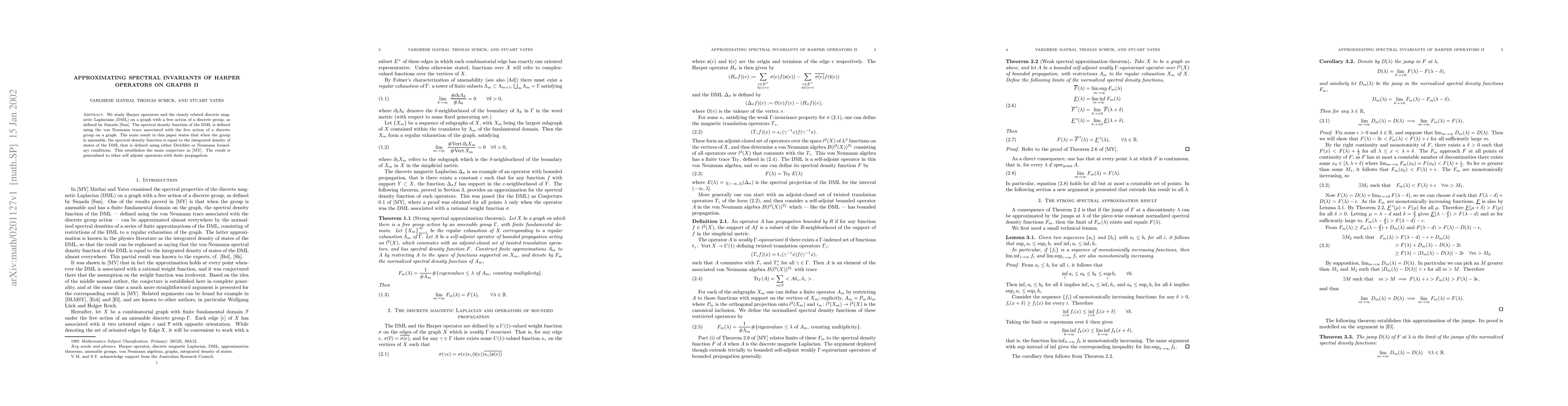 Thumbnail for Approximating Spectral invariants of Harper operators on graphs II