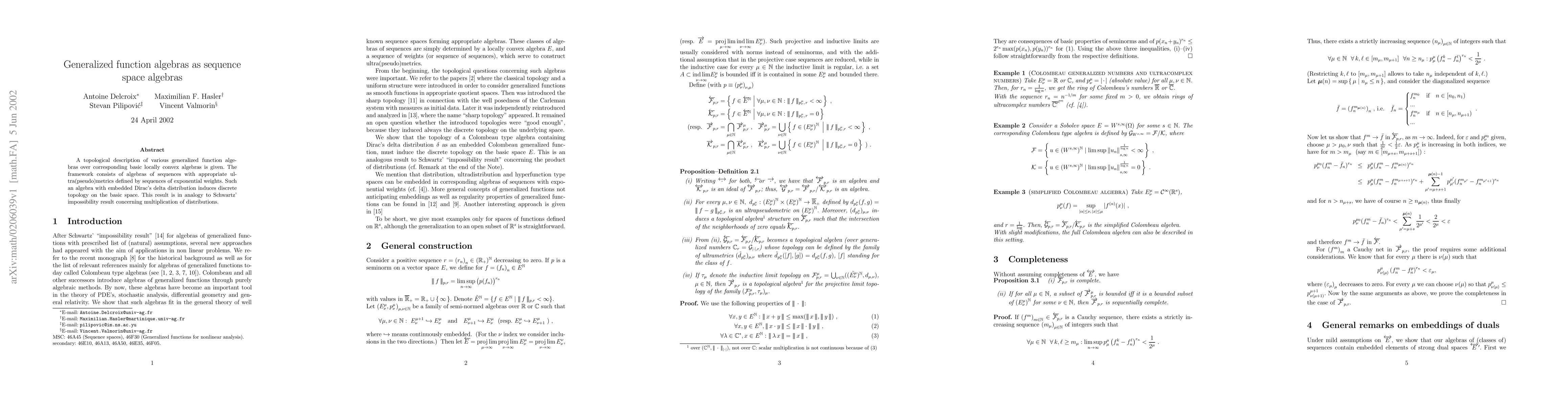 Thumbnail for Generalized function algebras as sequence space algebras