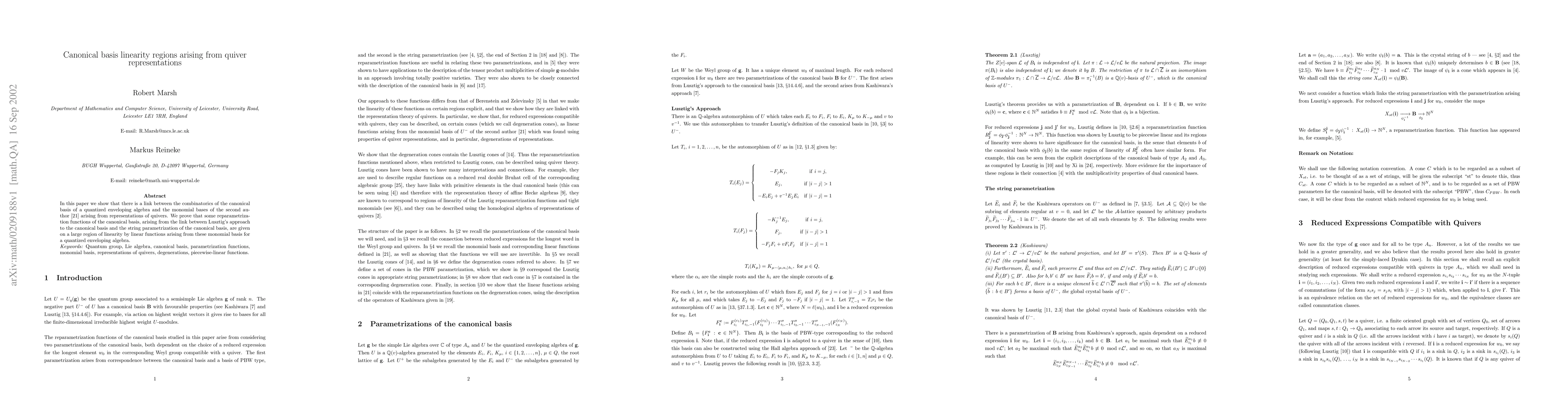 Thumbnail for Canonical basis linearity regions arising from quiver representations