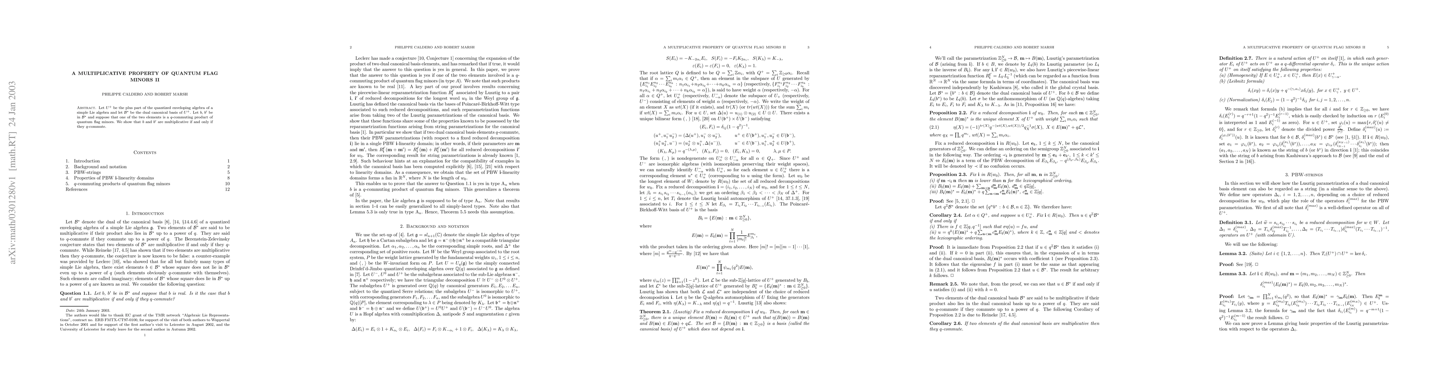 Thumbnail for A multiplicative property of quantum flag minors II