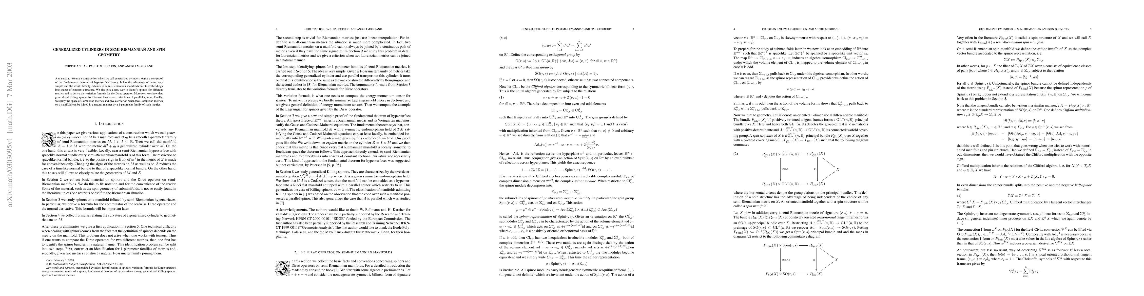Thumbnail for Generalized Cylinders in Semi-Riemannian and Spin Geometry