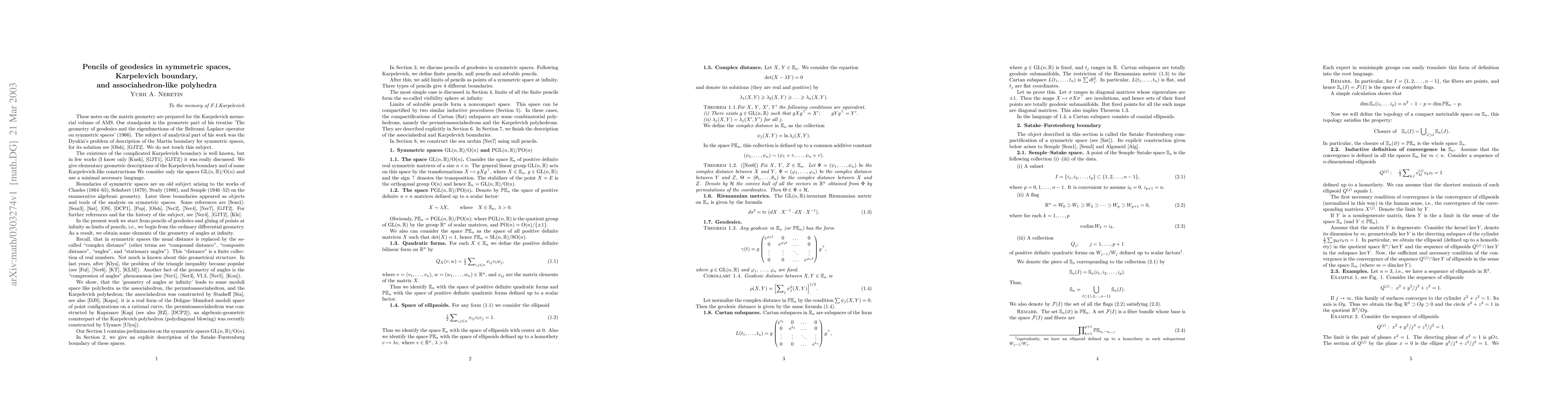 Thumbnail for Pencils of geodesics in symmetric spaces, Karpelevich boundary, and
  associahedron-like polyhedra