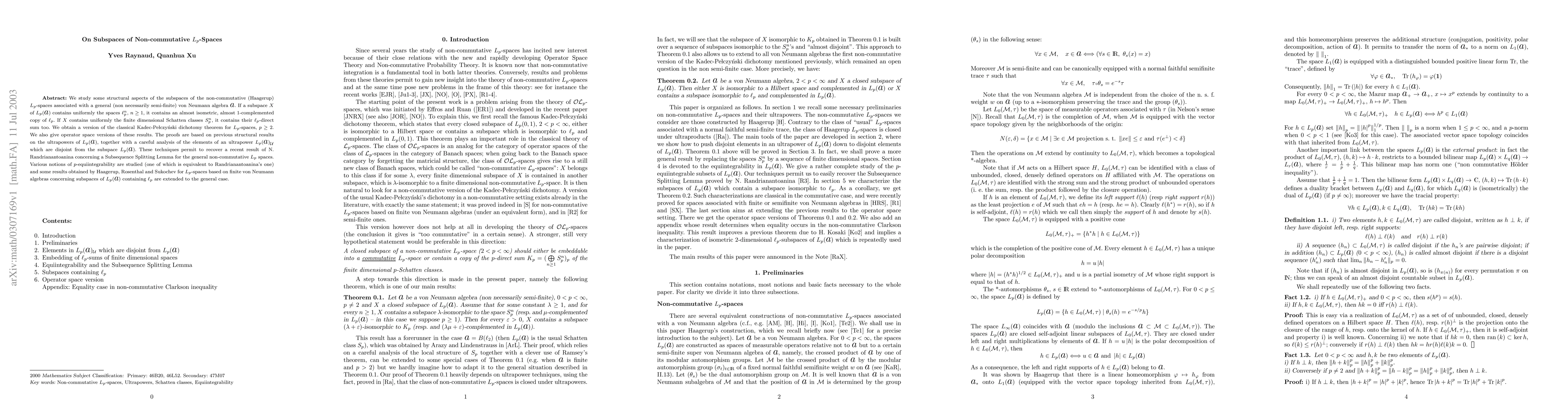 Thumbnail for On subspaces of non-commutative L_p-spaces