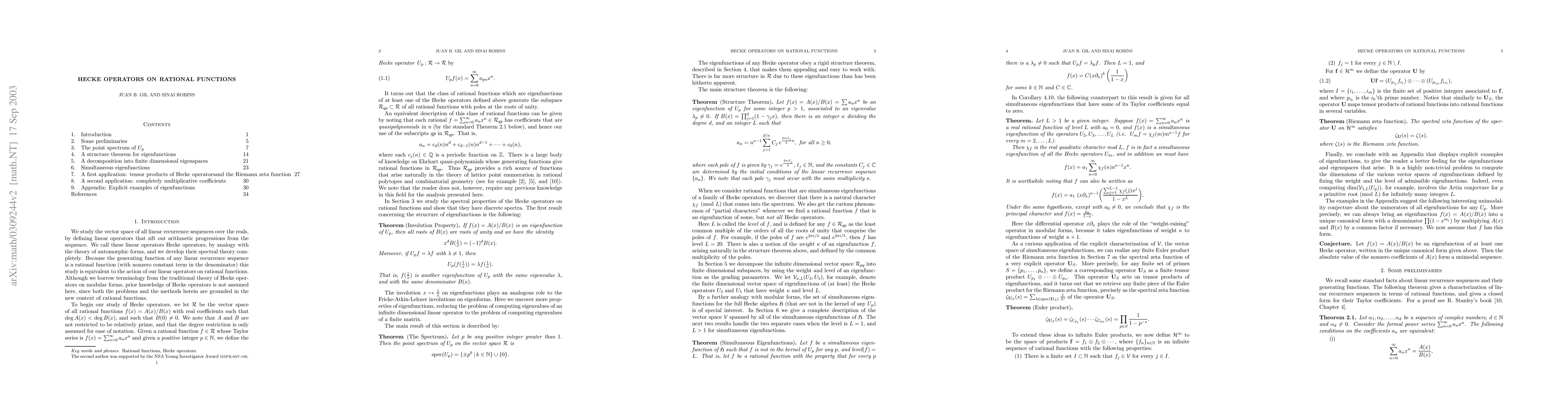 Thumbnail for Hecke operators on rational functions