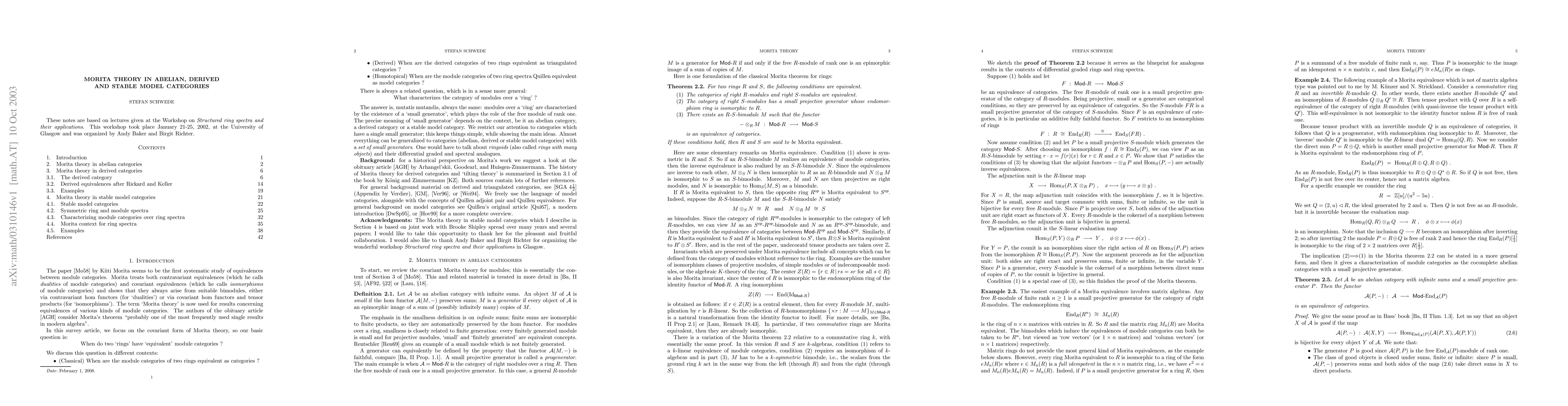 Thumbnail for Morita theory in abelian, derived and stable model categories