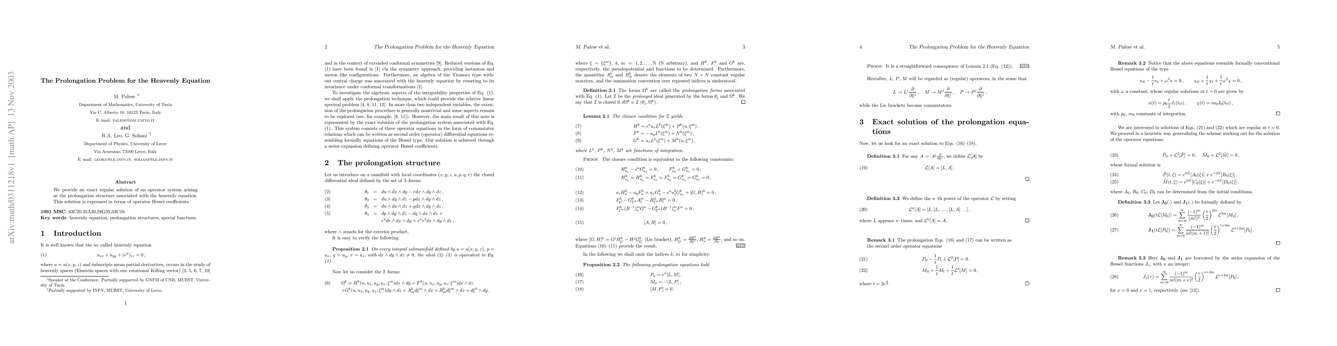 Thumbnail for The Prolongation Problem for the Heavenly Equation