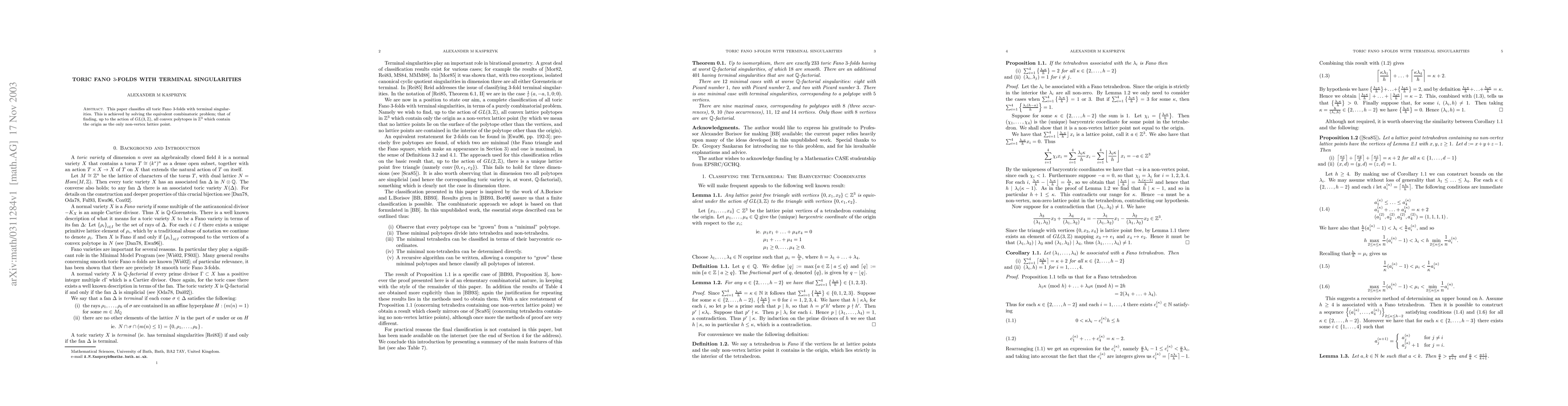Thumbnail for Toric Fano 3-folds with terminal singularities