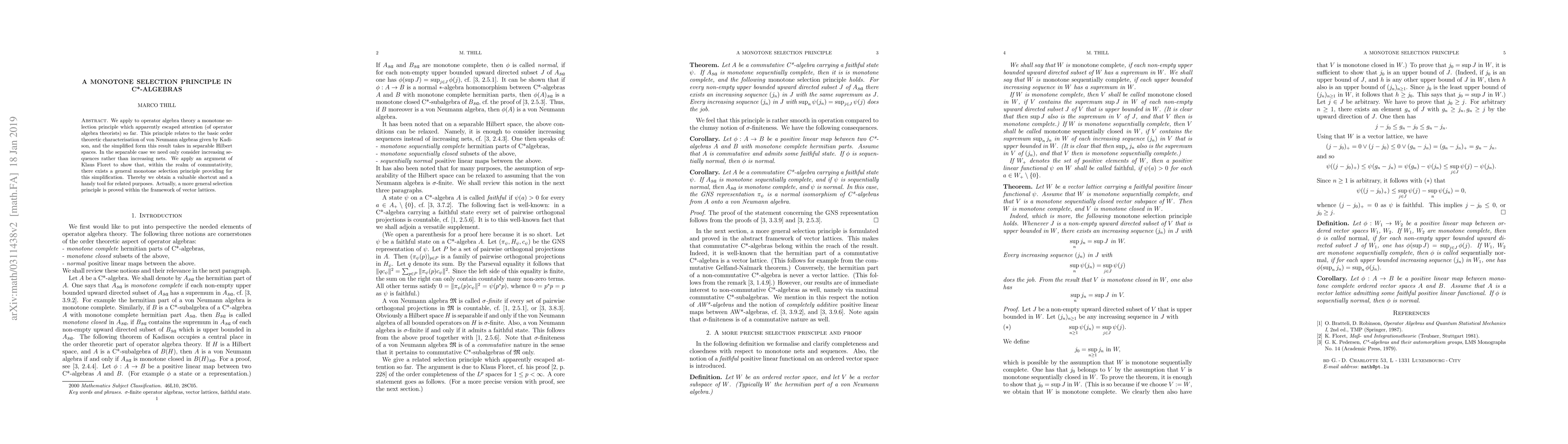 Thumbnail for A Monotone Selection Principle in C*-algebras