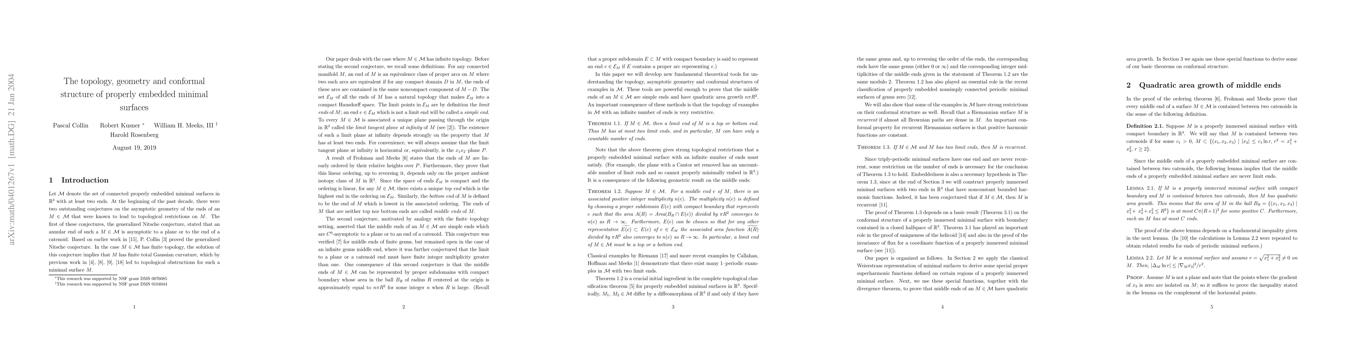 Thumbnail for The topology, geometry and conformal structure of properly embedded
  minimal surfaces
