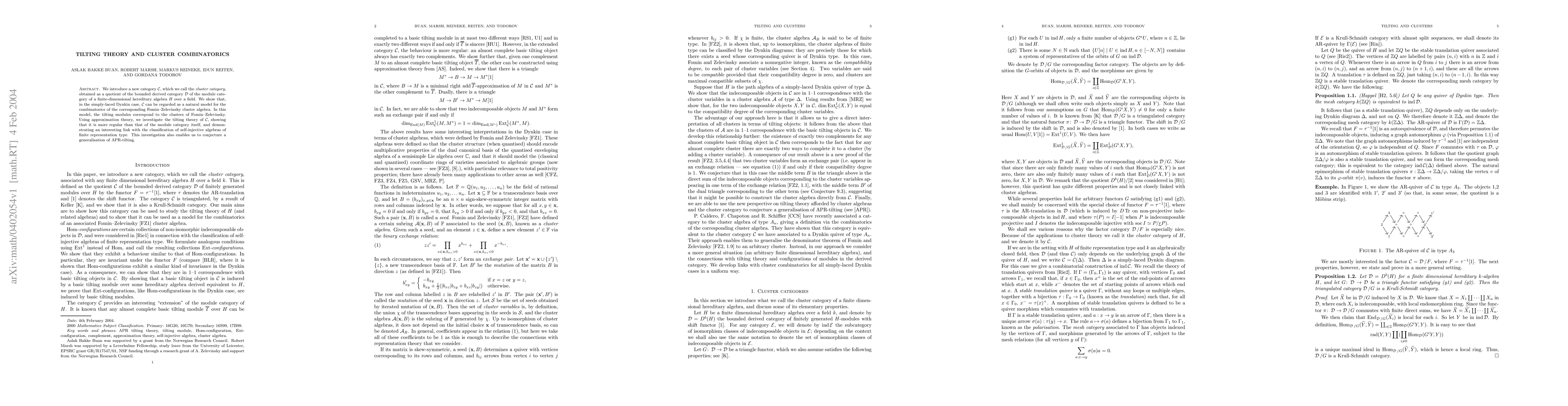 Thumbnail for Tilting theory and cluster combinatorics