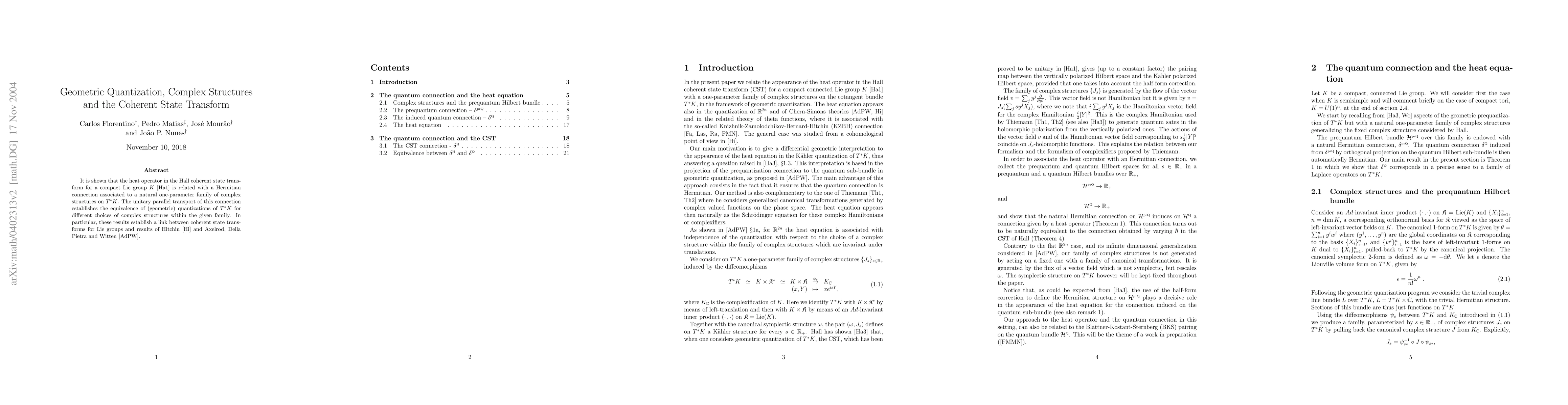 Thumbnail for Geometric quantization, complex structures and the coherent state
  transform